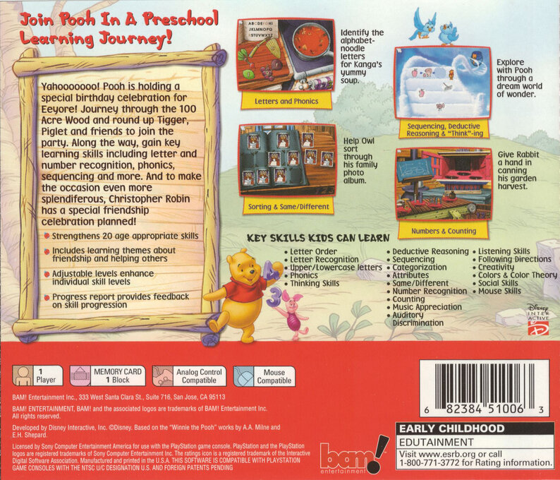 Disney's Winnie the Pooh : Preschool — Box back