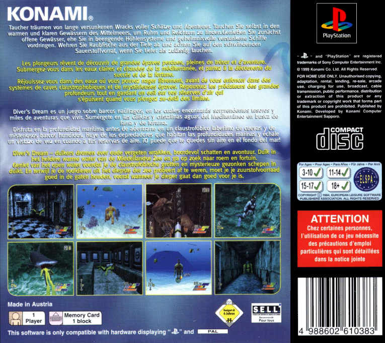 Diver's Dream — Box back
