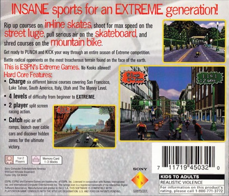ESPN Extreme Games — Box back