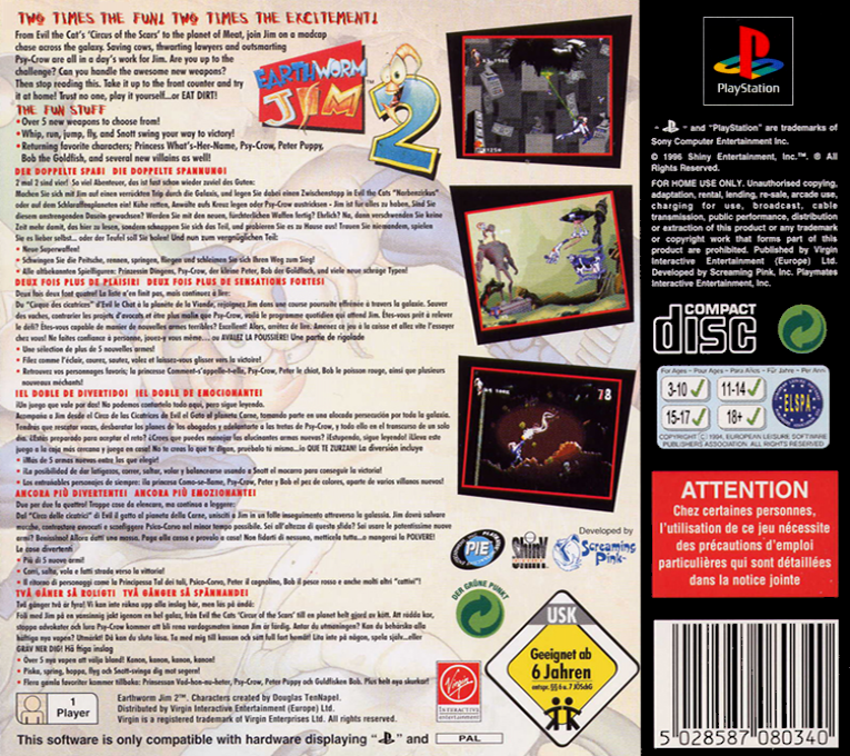 Earthworm Jim 2 — Box back