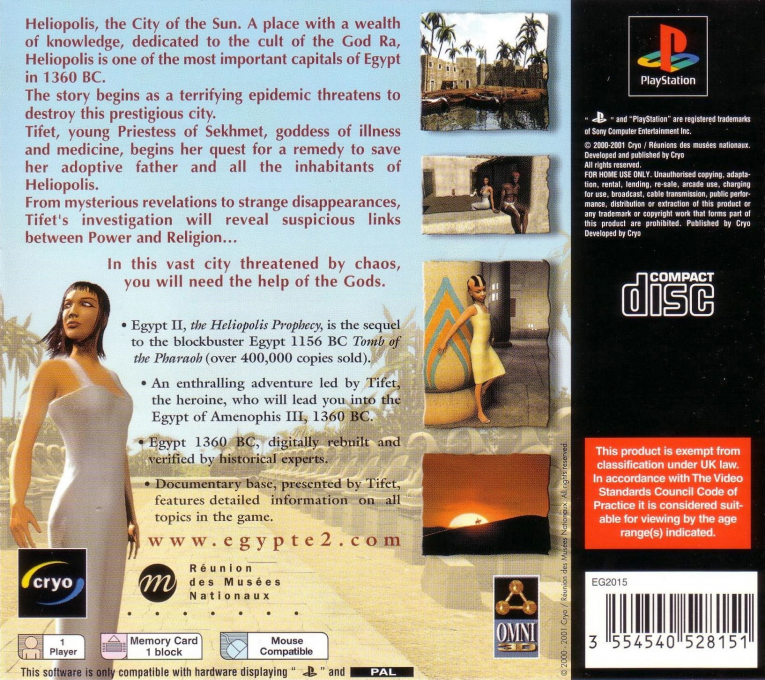 Egypt II: The Heliopolis Prophecy — Box back