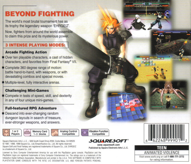 Ehrgeiz : God Bless the Ring — Box back