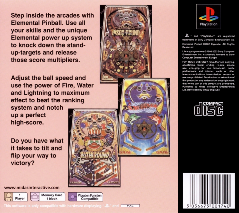 Elemental Pinball — Box back