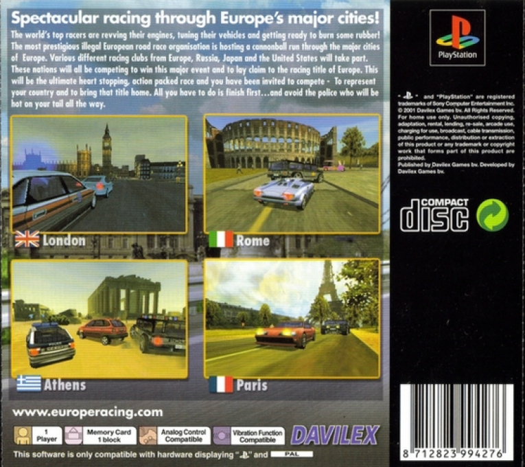 Europe Racer — Box back