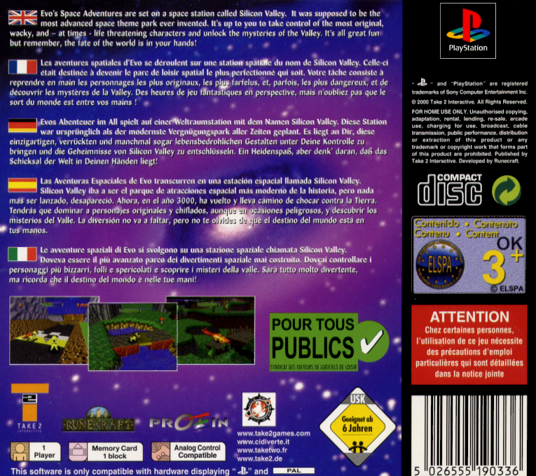 Evo's Space Adventures — Box back
