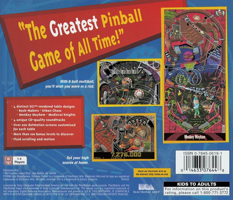 Extreme Pinball — Box back