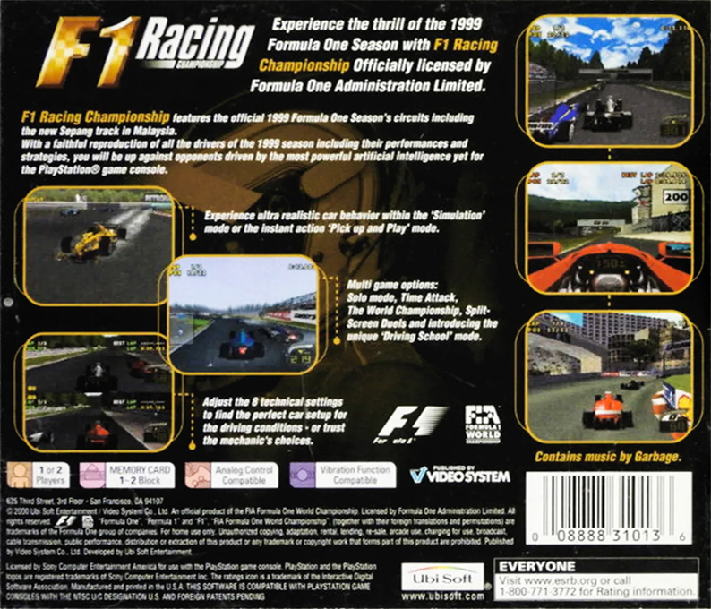 F1 Racing Championship — Box back