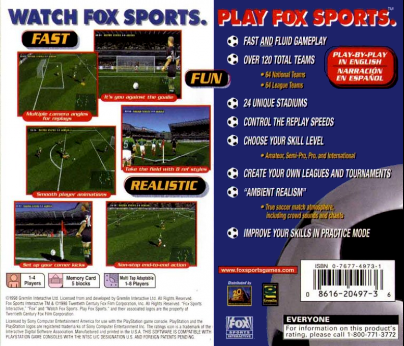 FOX Sports Soccer '99 — Box back