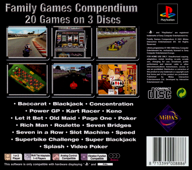 Family Games Compendium — Box back
