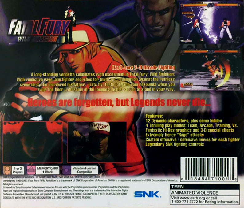 Fatal Fury : Wild Ambition — Box back