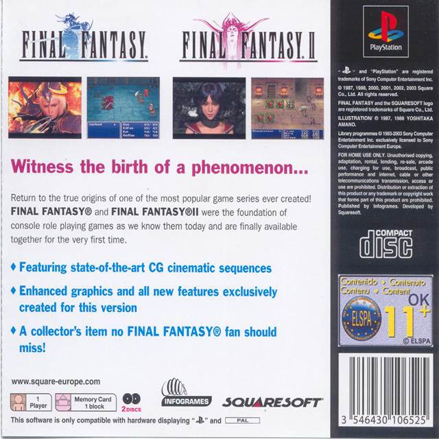 Final Fantasy Origins : Final Fantasy — Box back