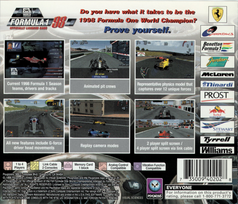 Formula 1 '98 — Box back