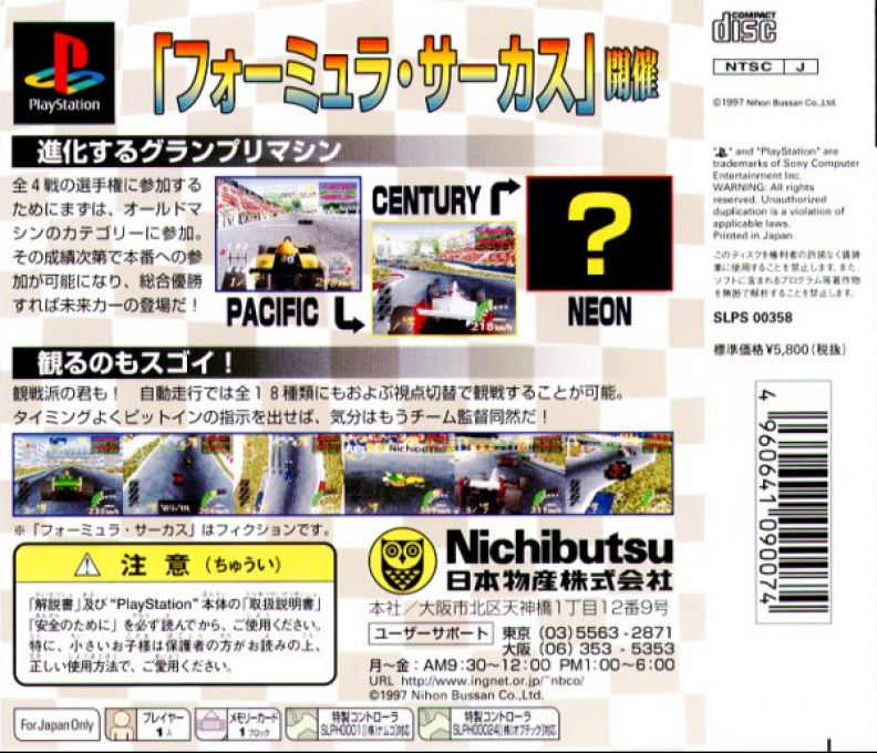 Formula Circus — Box back