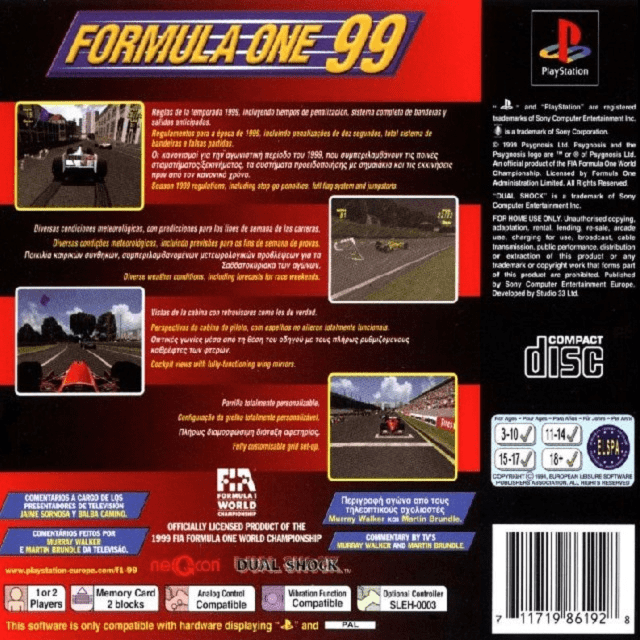 Formula One 99 — Box back