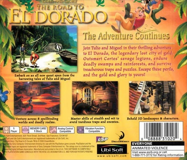 Gold and Glory : The Road to El Dorado — Box back