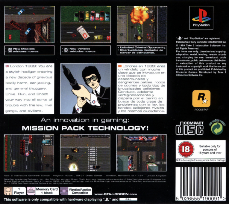 Grand Theft Auto : London 1969 — Box back