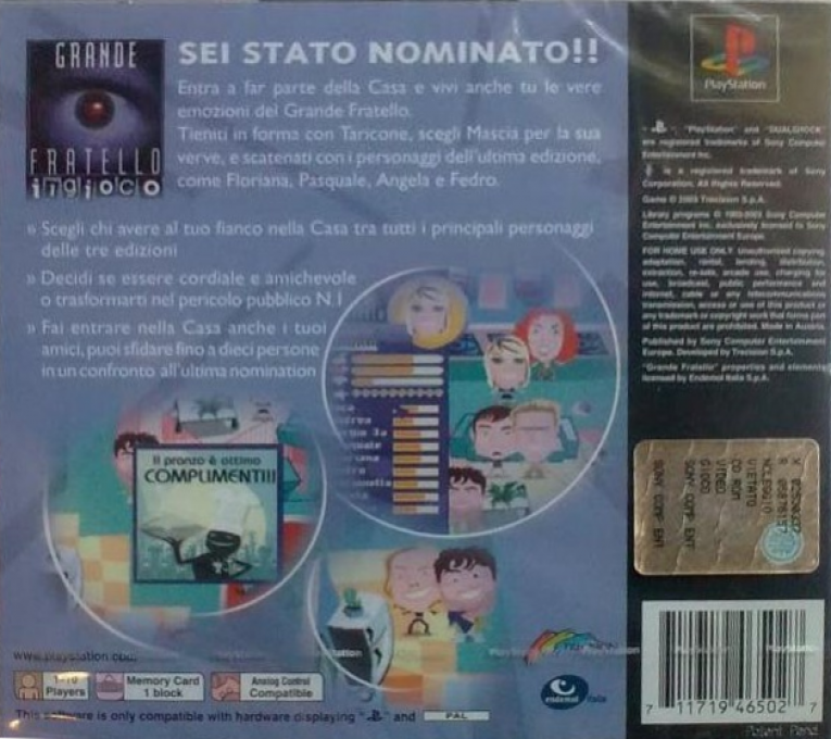 Grande Fratello : Il Gioco — Box back
