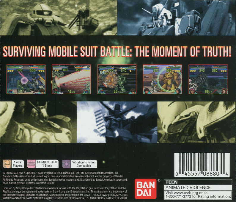 Gundam Battle Assault — Box back
