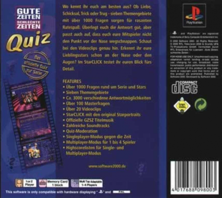 Gute Zeiten Schlechte Zeiten Quiz — Box back
