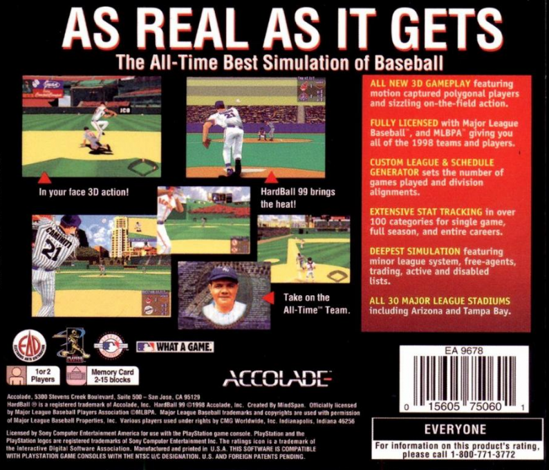 HardBall '99 — Box back