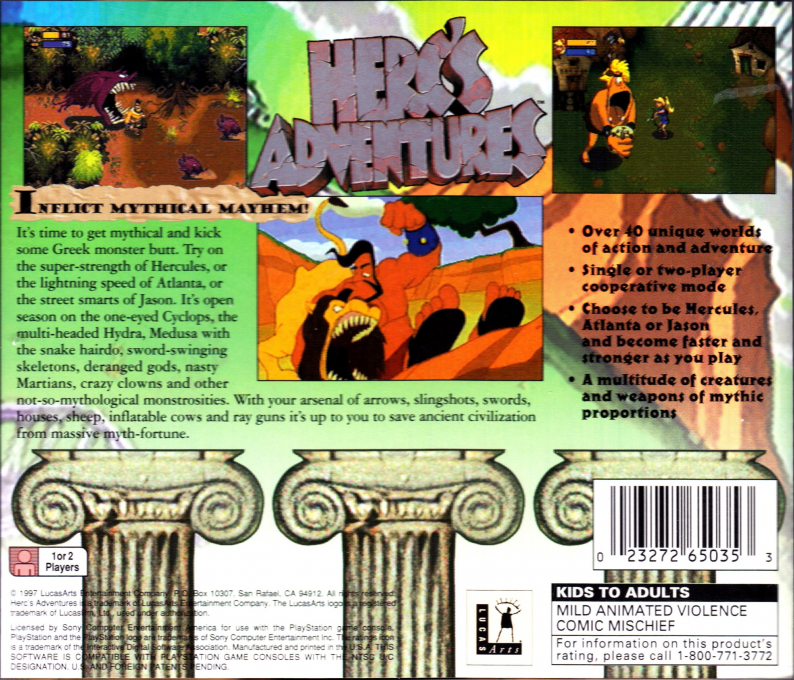 Herc's Adventures — Box back