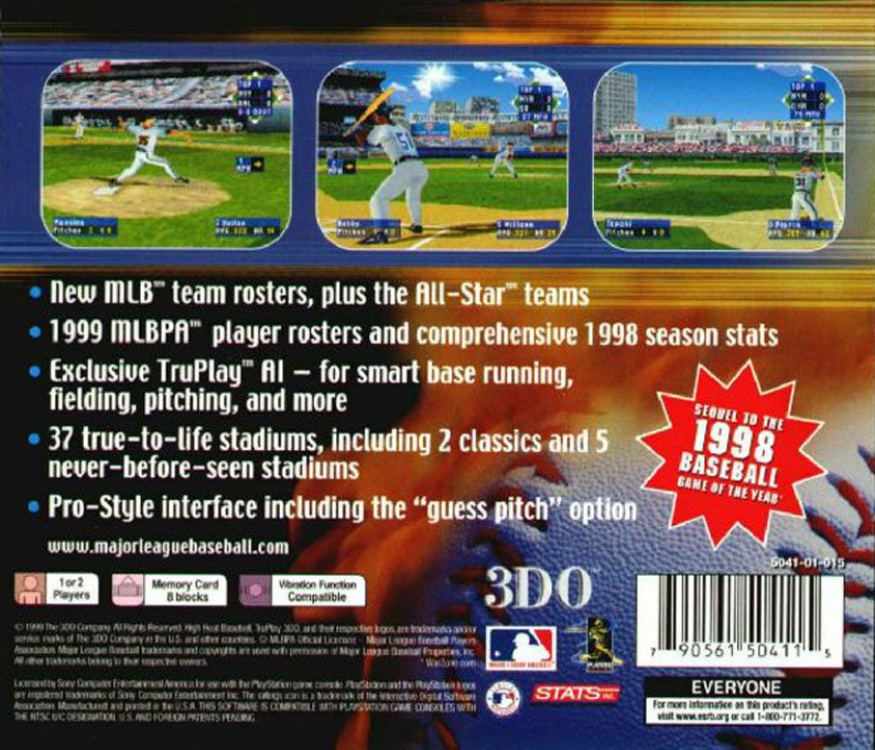 High Heat Baseball 2000 — Box back