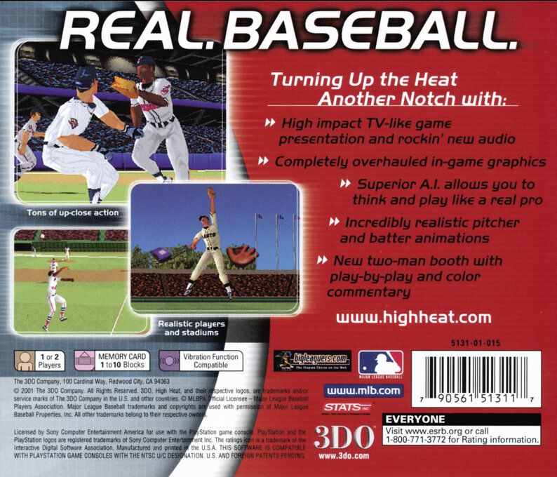 High Heat Major League Baseball 2002 — Box back