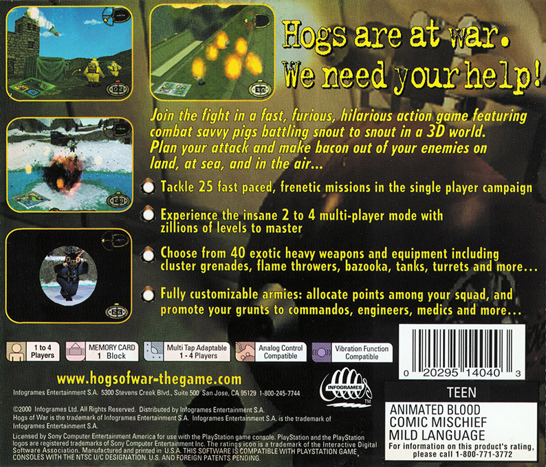 Hogs of War — Box back