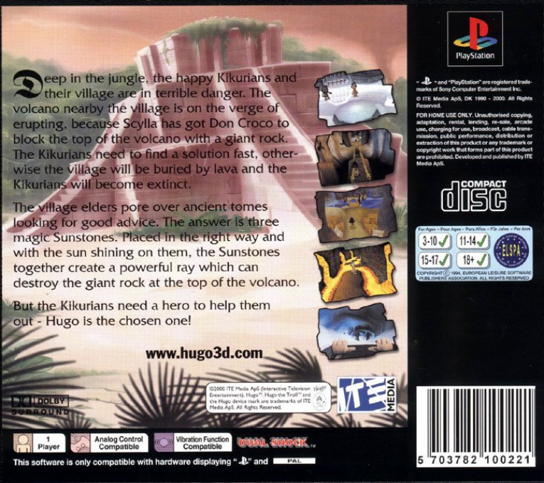 Hugo : The Quest for the Sunstones — Box back