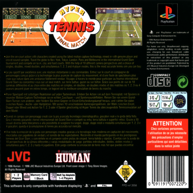 Hyper Tennis : Final Match — Box back