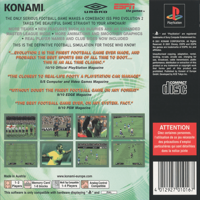 ISS Pro Evolution 2 — Box back