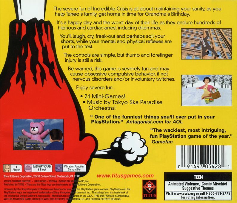 Incredible Crisis — Box back