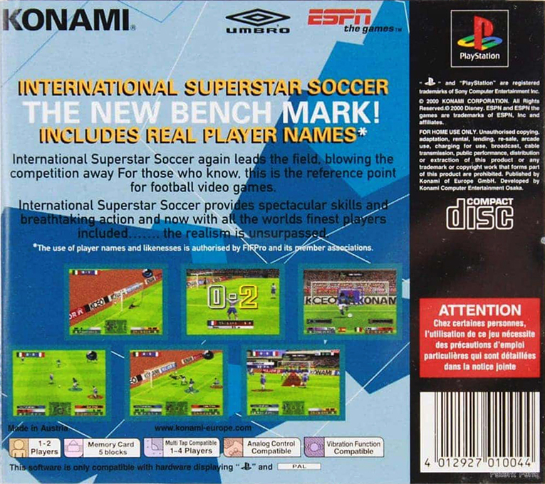 International Superstar Soccer — Box back
