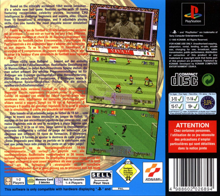 International Superstar Soccer Deluxe — Box back