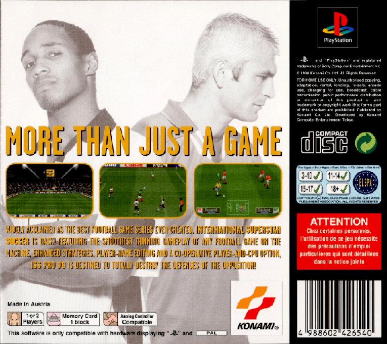 International Superstar Soccer Pro 98 — Box back