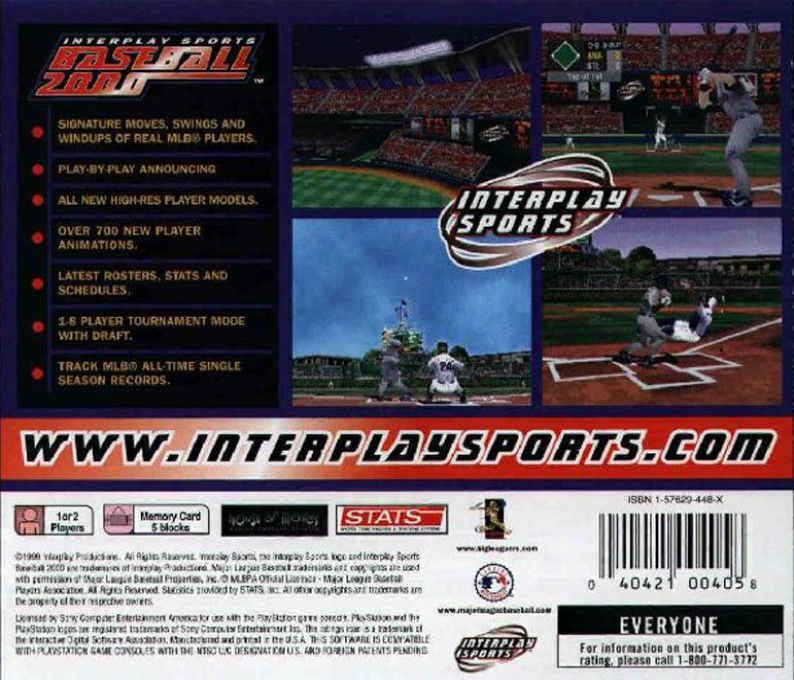 Interplay Sports Baseball 2000 — Box back