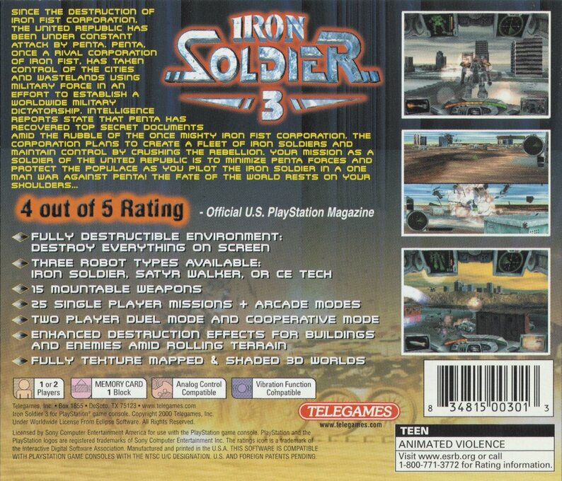 Iron Soldier 3 — Box back