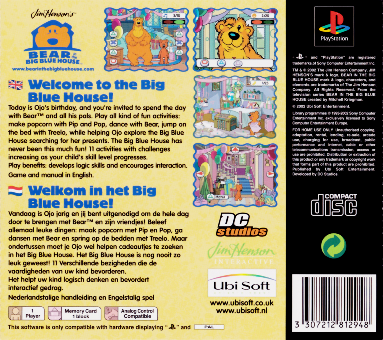 Jim Henson's Bear in the Big Blue House — Box back