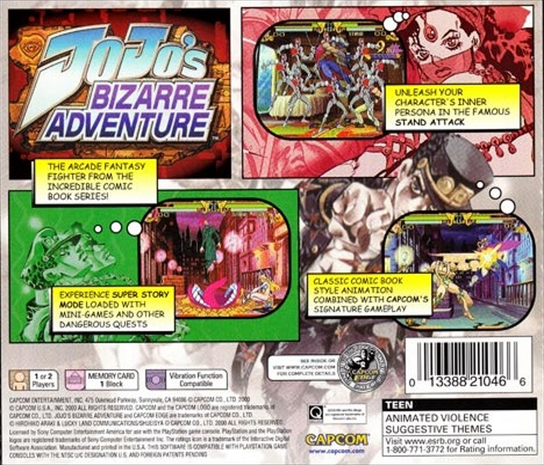 JoJo's Bizarre Adventure — Box back
