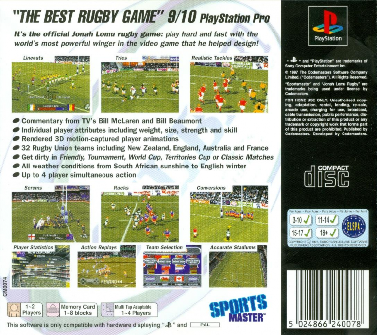 Jonah Lomu Rugby — Box back