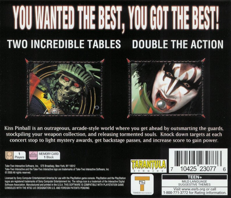 KISS Pinball — Box back