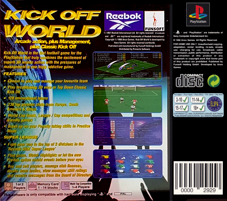 Kick Off World — Box back