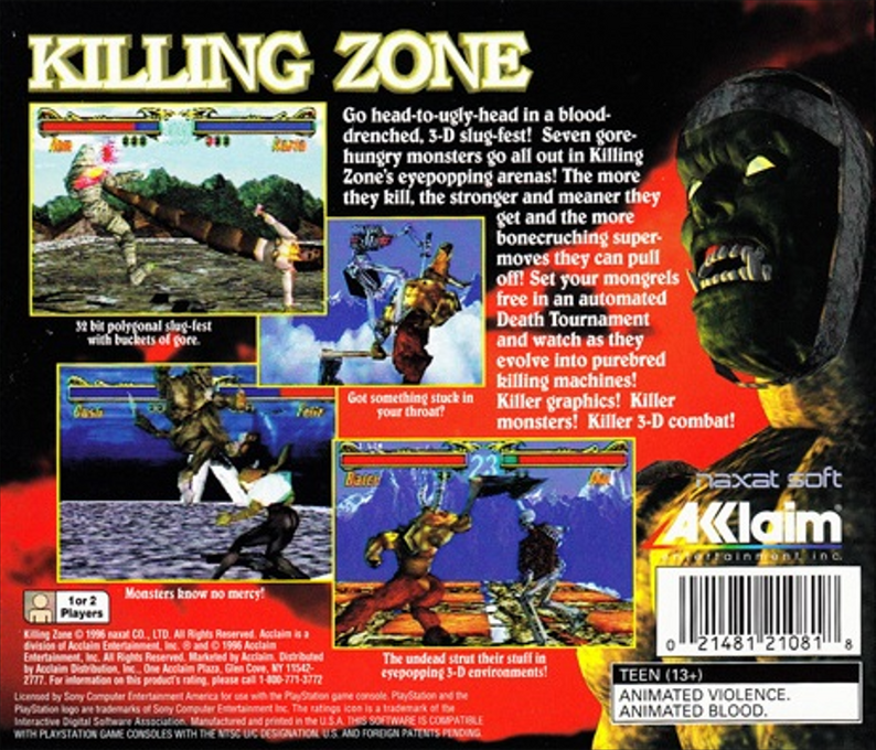 Killing Zone — Box back
