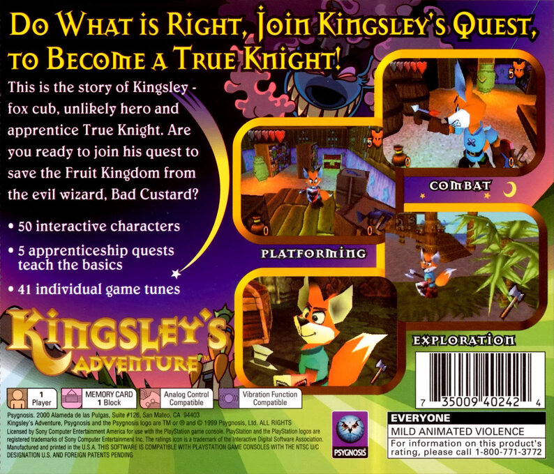 Kingsley's Adventure — Box back