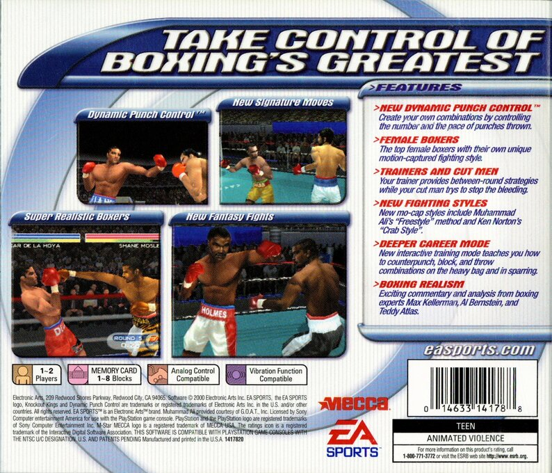 Knockout Kings 2001 — Box back