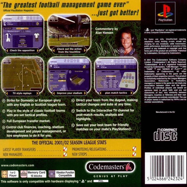 LMA Manager 2002 — Box back