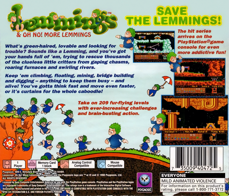 Lemmings & Oh No! More Lemmings — Box back
