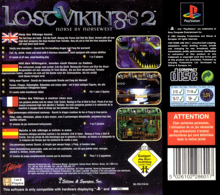 Lost Vikings 2 : Norse by Norsewest — Box back