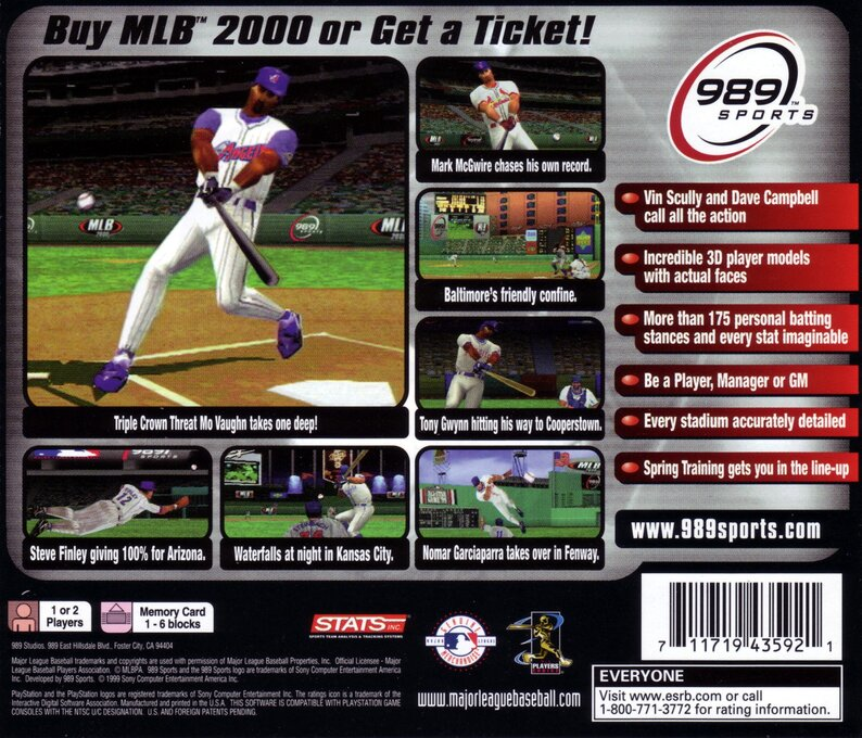 MLB 2000 — Box back