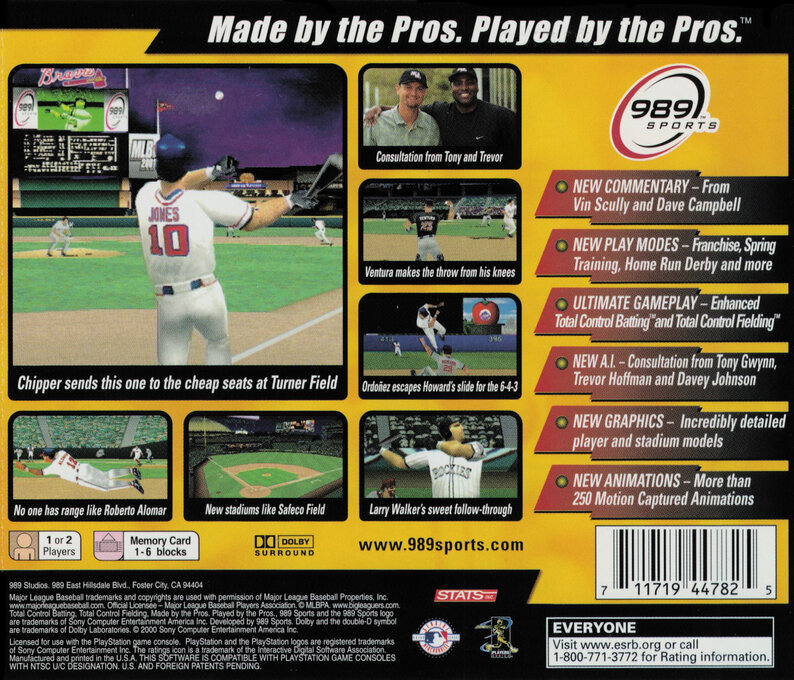 MLB 2001 — Box back